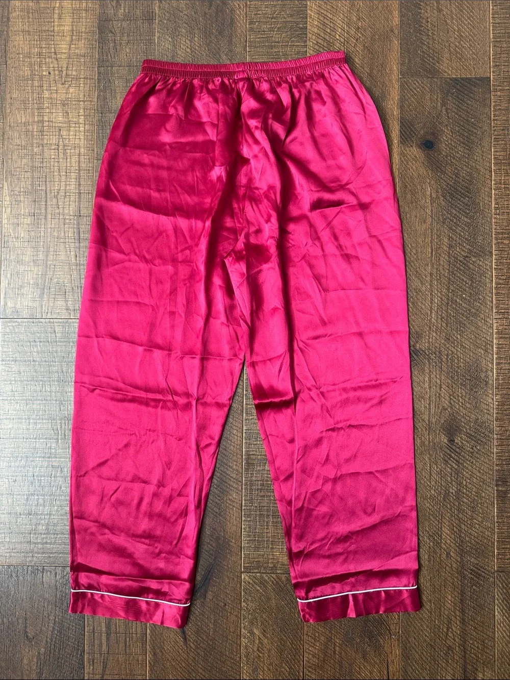 Silksilky 100% Mulberry Silk Long Sleeve Button Up Pajamas Set Dark Red